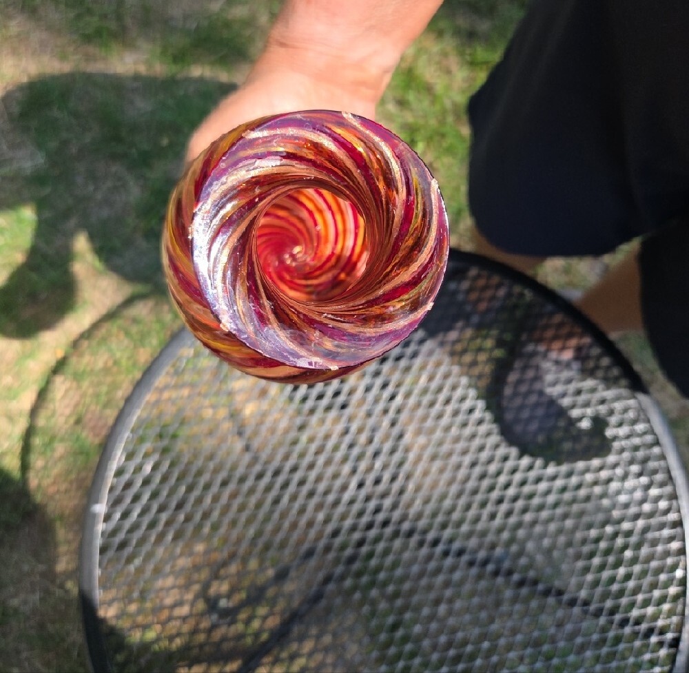Murano Handblown Glass Vase in Swirled Amber and Other Neutral Colors. - Picture 5 of 7